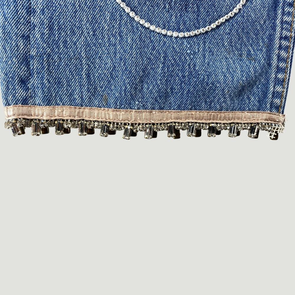 Vintage Levi’s USA Beaded Jeans Women’s 2 Button Fly Custom Embellished Denim - Picture 6 of 14